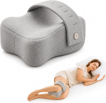Knee Pillow for Side Sleepers, Extra-Wide Leg Support with Memory Foam Alignment, Adjustable Strap, High-Density
