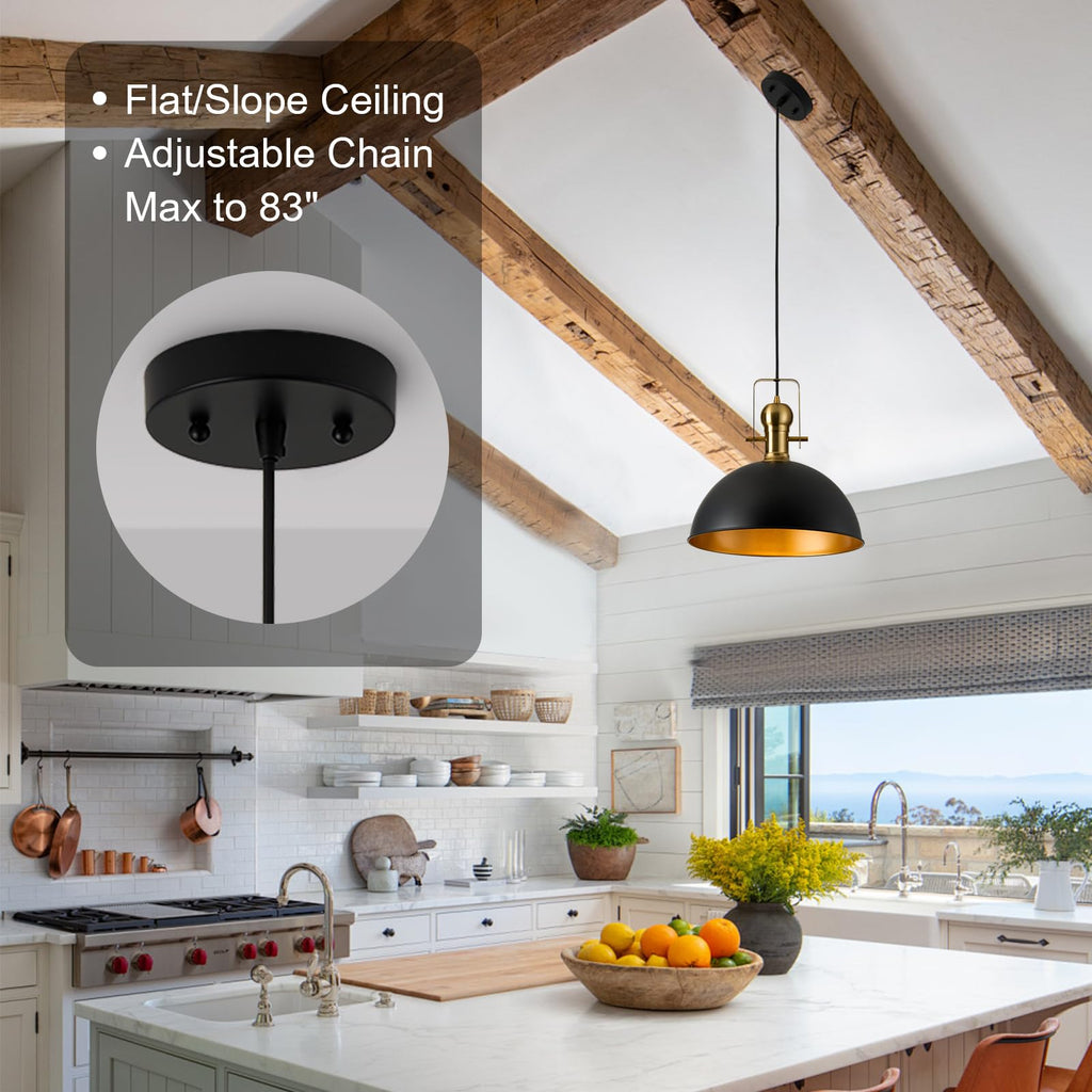 12 Inch Black Farmhouse Pendant Lights Island 3 Pack