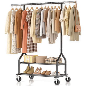 Heavy Duty Clothes Rack, 31.5-51.2 inch Expandable Rod (Black)