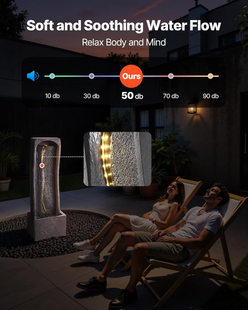 Outdoor Water Fountain, 38.58 in Height Fountain and Waterfall