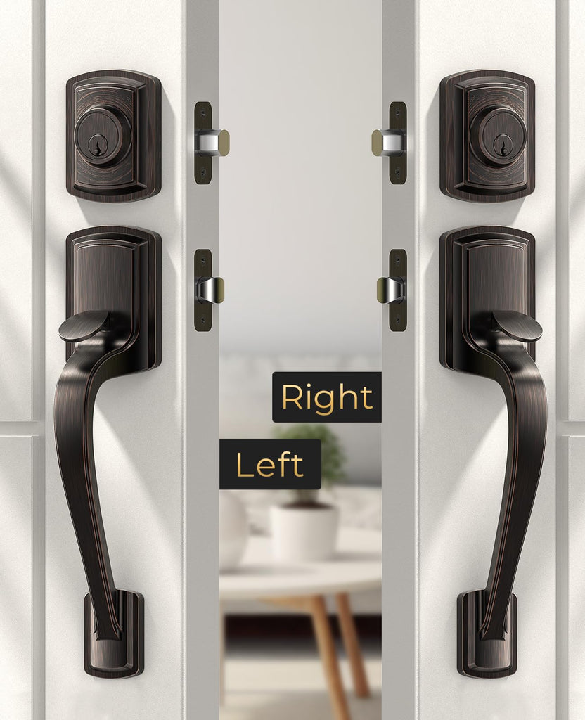 Bronze Front Door Handle and Deadbolt Set, Front Door Lock Set