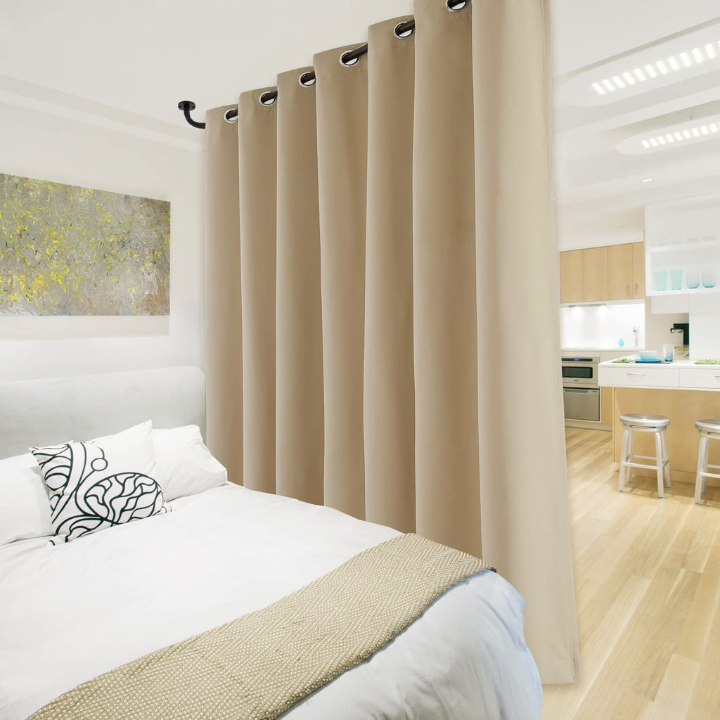 Thermal Insulated 100% Blackout Curtains, Noise Reducing Performance Slider Curtain Panel with Black Lining, Full