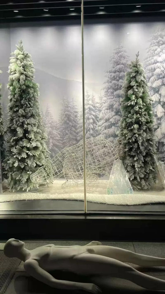 2.4Meters (8feet) - New PE Pine Needle Christmas Tree, Luxury Snow Scene Tree for Retail Stores, Lush Artificial