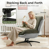 Modern Reclining Swivel Lounge Chair and Ottoman — Green Chenille