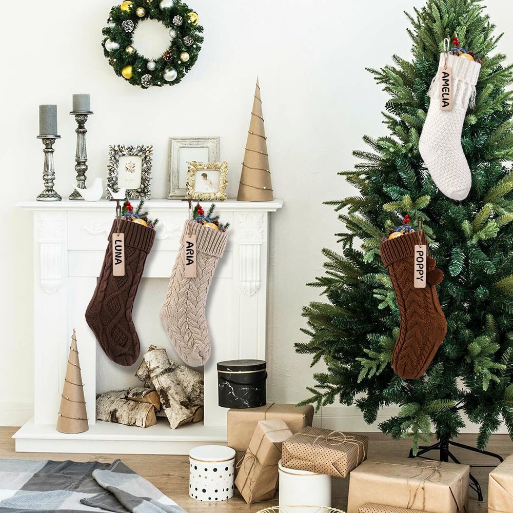 In Christmas Knit Hanging Stocking Xmas Home Decoration - Set of 4