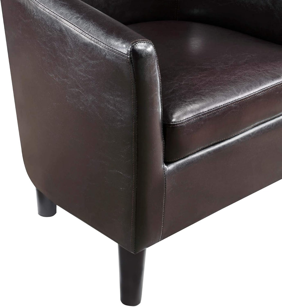 Take a Seat Churchill Accent Chair with Ottoman, Espresso Faux Leather
