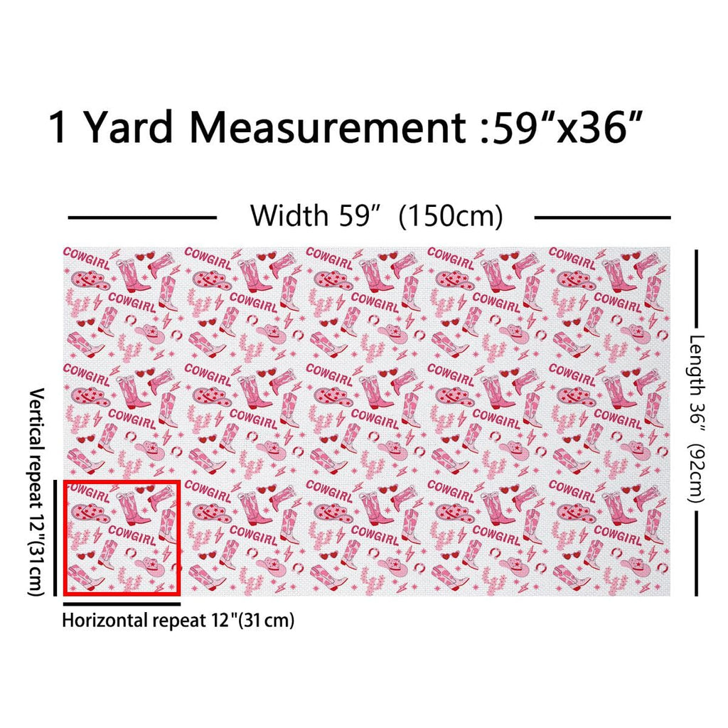 Cowgirl Decorative Fabric by The Yard Soft Polyester, Pink Bowknot Western Boots Cap Starry Fabric for and Home DIY
