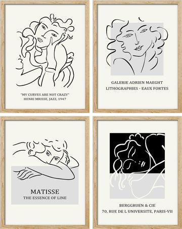 Framed Poster Bathroom Decor, Wall Art Room Decor Multicolor Mid-Century Female Portrait Sketch Nature Wilderness