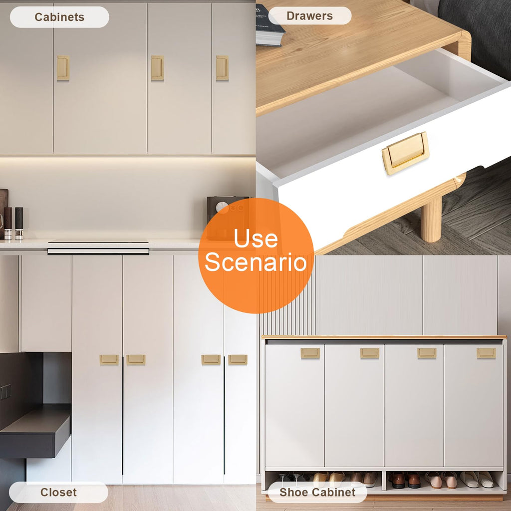 2pcs Zinc Alloy Flush Cabinet Drawer Handles, Hidden Concealed Furniture Pulls with Screws for Drawers, Cabinets