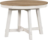 42"-58" Farmhouse Extendable Dining Table for 4-6, Solid Wood Round Dining Table with 16" Leaf & X-Shaped Base