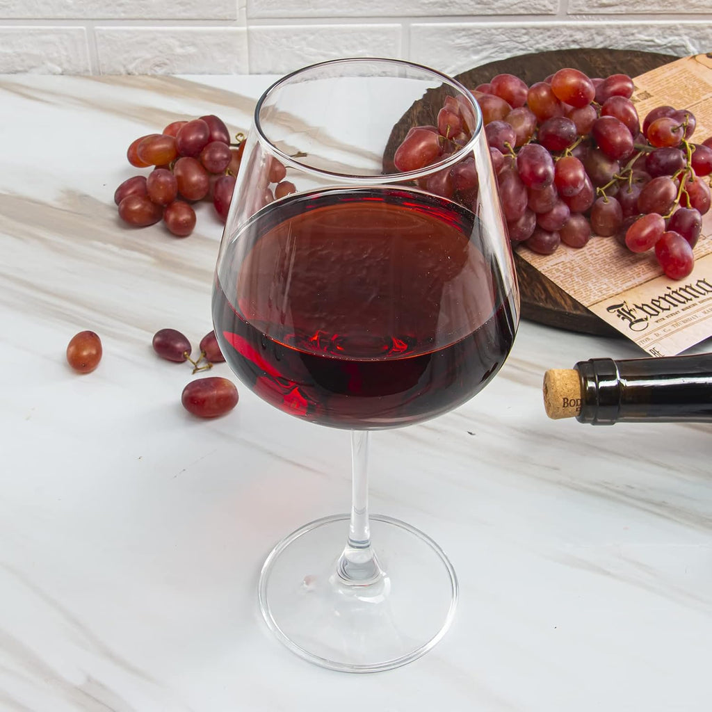 Wine Glasses (Set of 6, 20 Oz), Large Clear Burgundy Wine Glasses for Red Wine, Smooth Rim, Dishwasher Safe