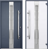 Modern Steel Front Exterior Door 36 x 80 inch | Prehung Insulated Security Entry Door with Frosted Glass Insert