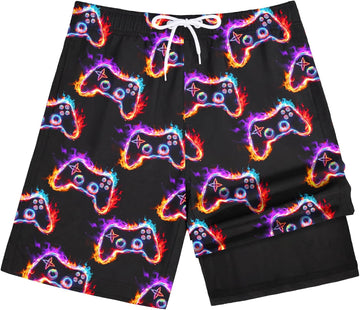 Boys Swim Trunks Bathing Suit Boys Swimsuit Swim Shorts Swimwear Quick Dry Swim Trunks with Compression Liner