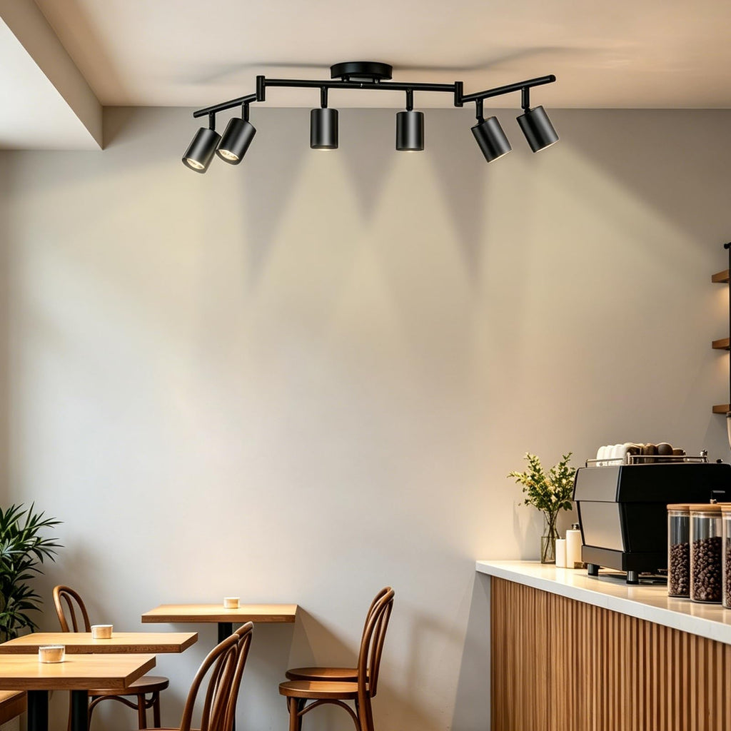 6 Light Track Lighting Kit, 48" 6 Way Ceiling Spotlights Fixture