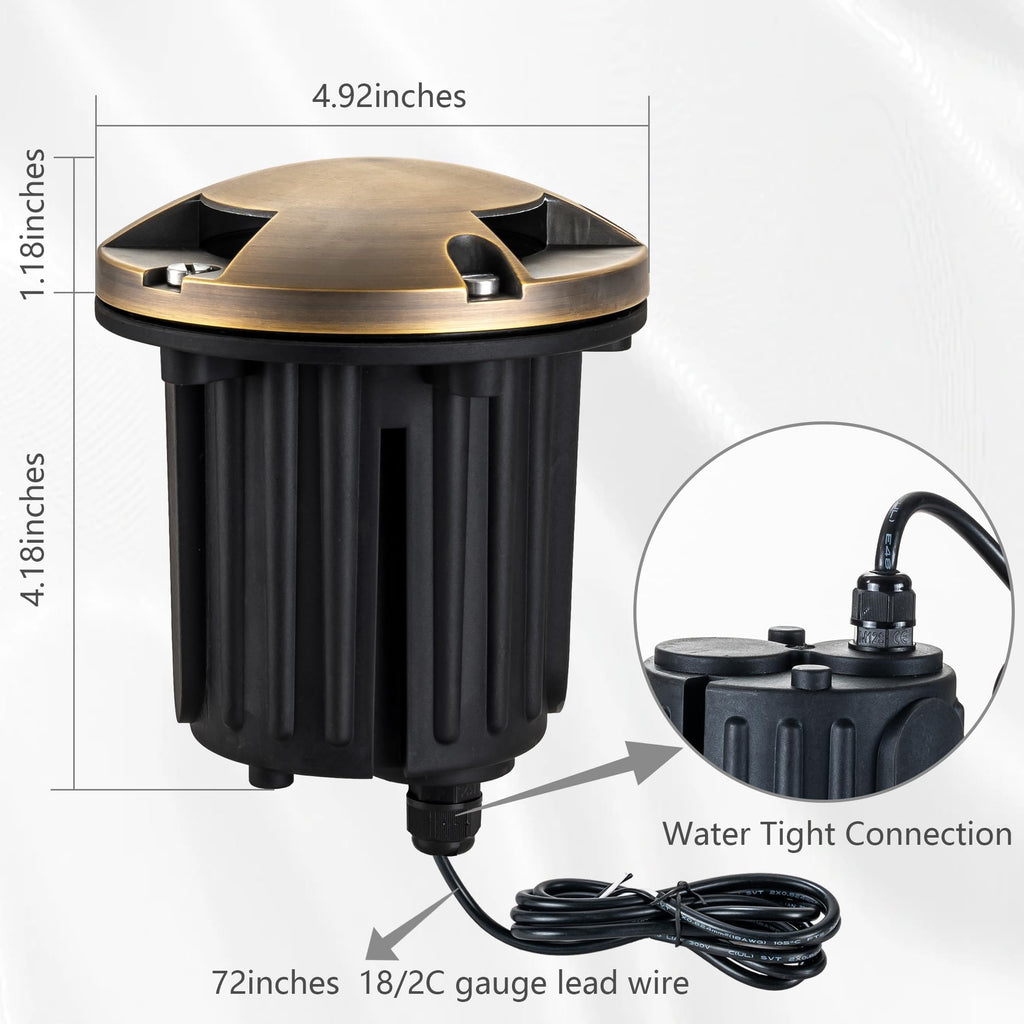 Brass Well Lights Landscape LED Low Voltage 12V Outdoor In Ground Lights Landscape Lighting for Deck and Garden