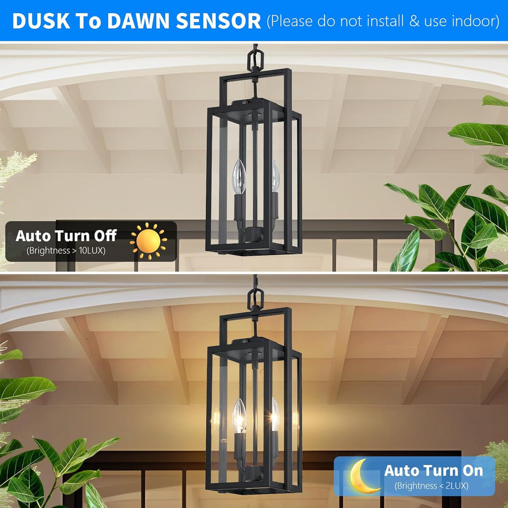 17.8'' Large Dusk to Dawn Outdoor Pendant Light 2-Light