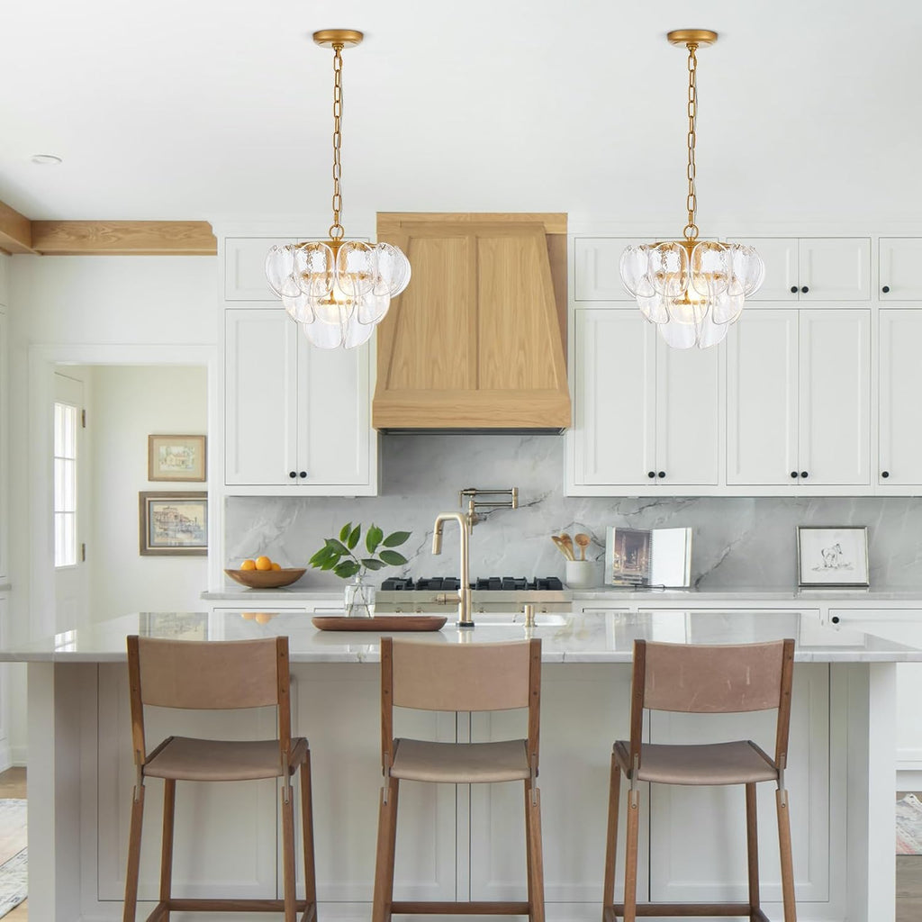 1-Light Modern Glass Pendant Light Gold Finish, Vintage Pendant Chandelier for Entryway, Unique Hanging Light Fixture