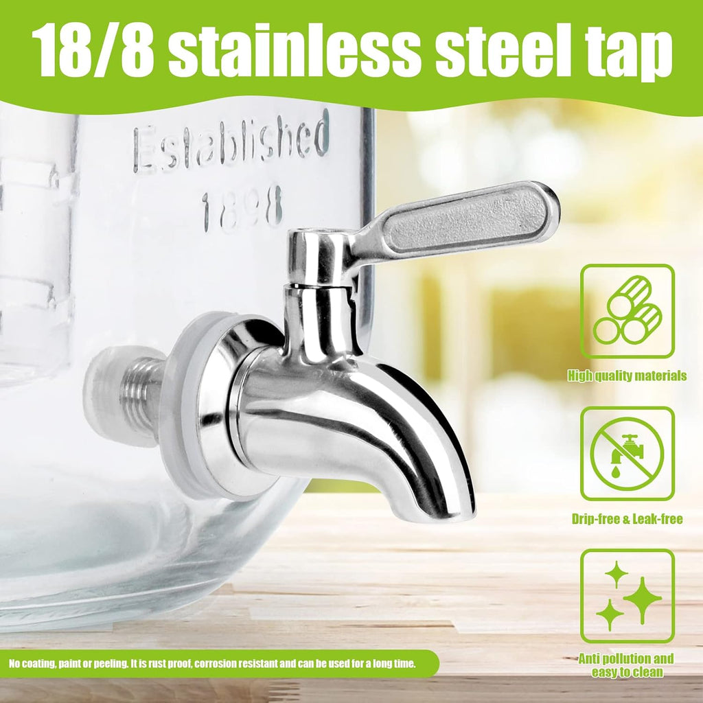 1 Gallon For Parties 2PACK.Beverage Dispenser,Glass Drink Dispenser With Stand And Stainless Steel Spigot 100%