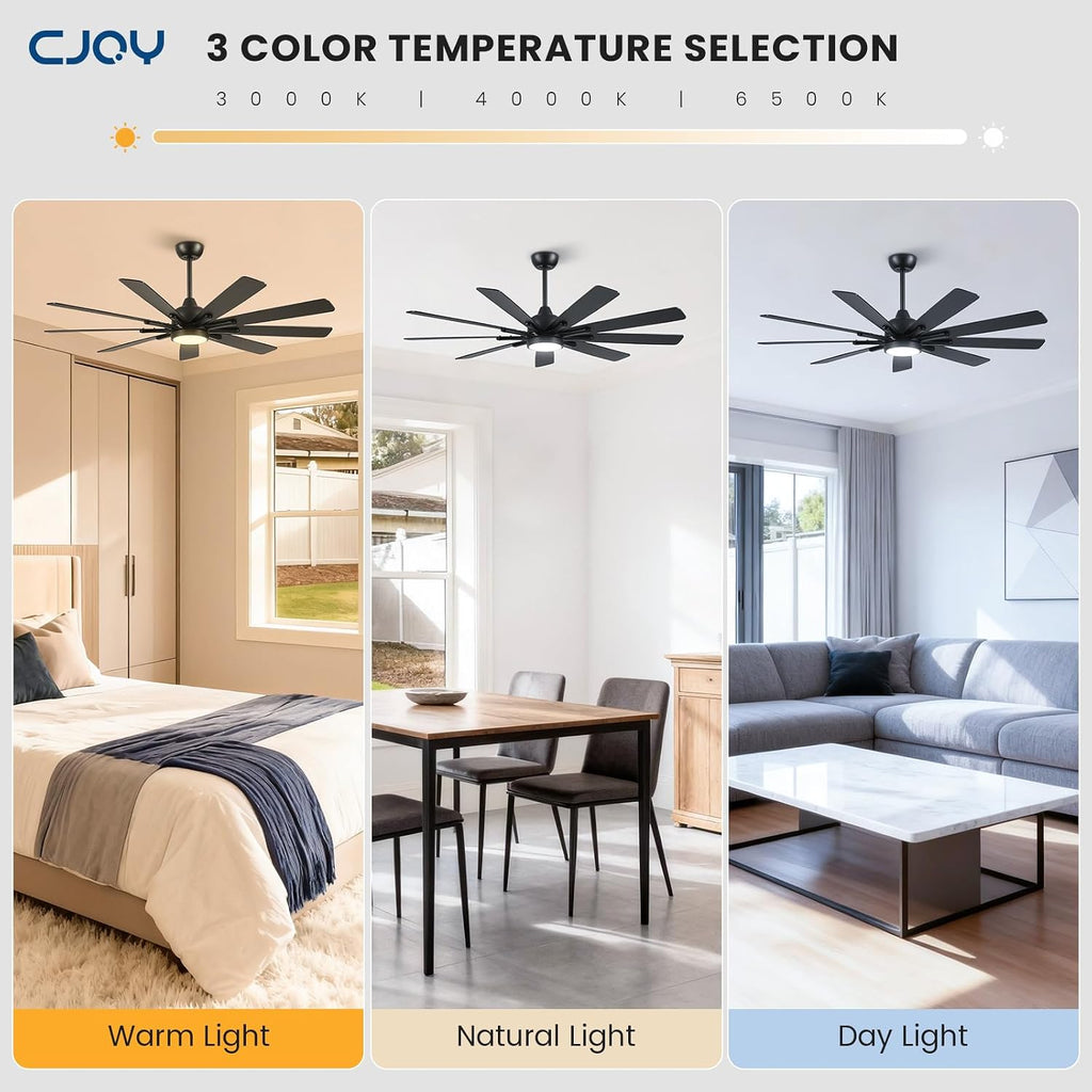 62" Ceiling Fan with LED Light and Remote - Black & Walnut