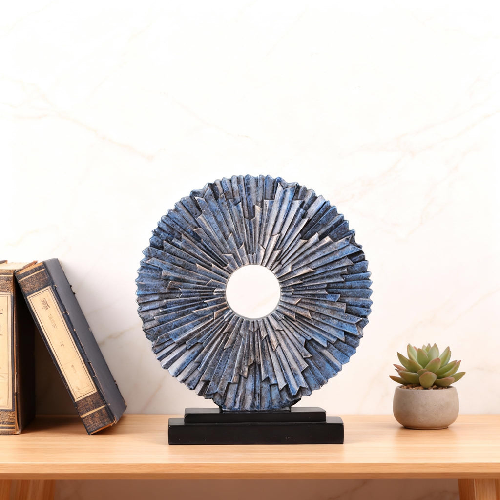 Blue Home Decor Sculpture, Unique Round line Statue, Modern Home Decor, Decorative Panel Statue tv Cabinet, Office
