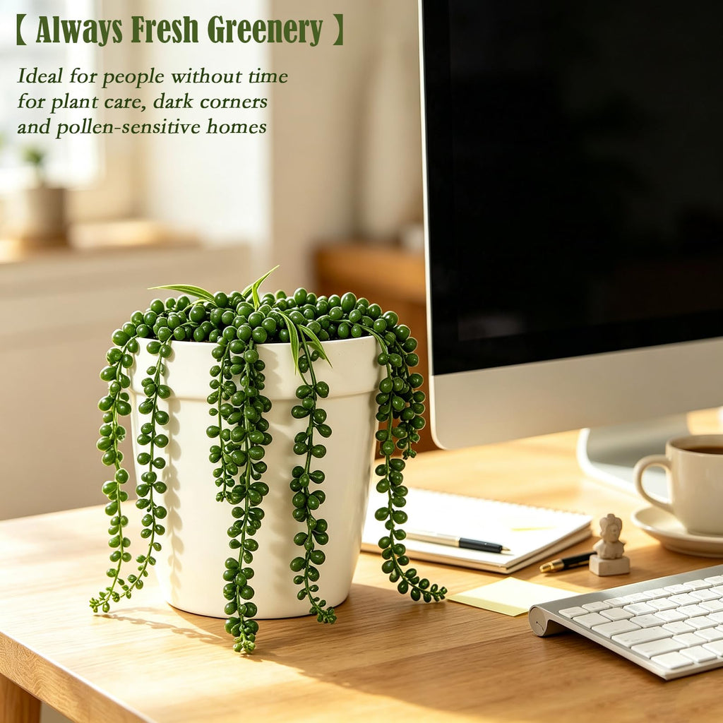 8Pcs Artificial Short Hanging Succulents Plants with Leaves 13.7in