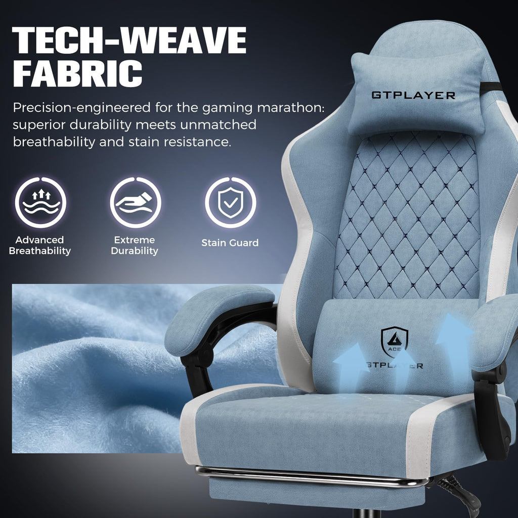Big and Tall Gaming Chair 350lbs Heavy Duty Office Chair with Foot Rest, High Back Pocket Spring Ergonomic Computer