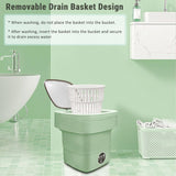 Portable Washing Machine, Foldable Personal Washer w/Integrated Drain Pipe and Spin Basket for Light Clothes, 3