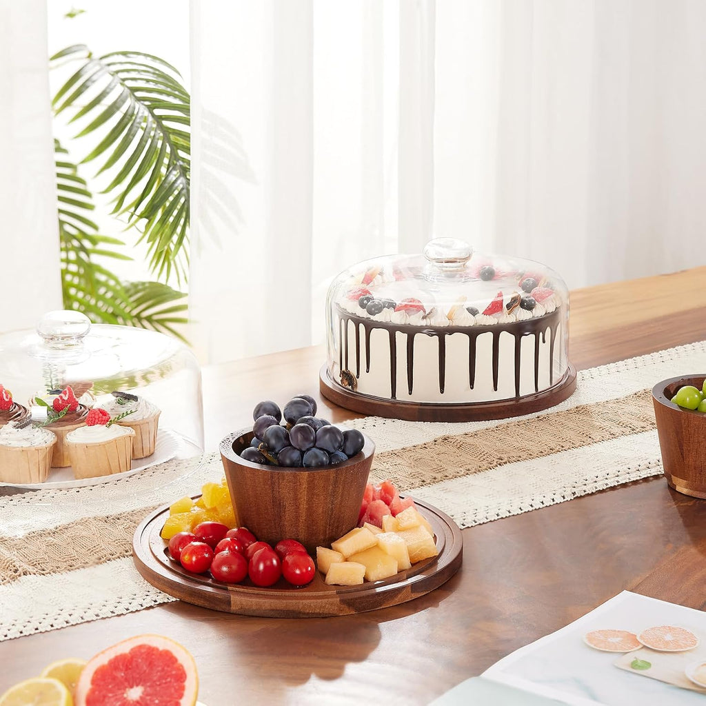 Wooden Cake Stand with Lid: 11in Stand w/Magnetic Pedestal