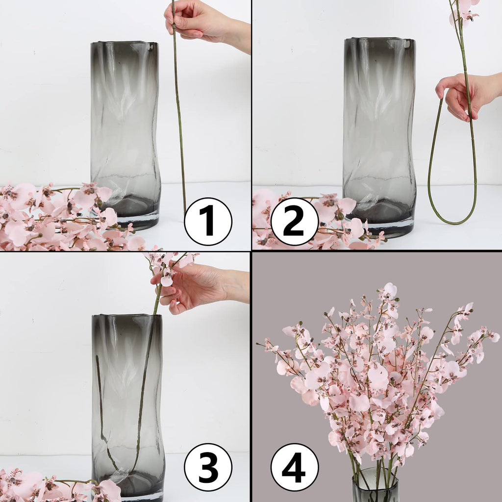 Orchids Artificial Flowers Pink, 10 PCS (Each 37'') Fake Orchid Artificial Orchids Long Stem Artificial Flowers Fake