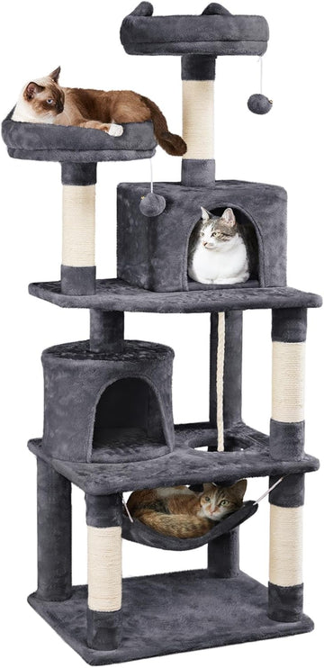 62.5inches Cat Tree Cat Tower Cat Condo with Platform & Hammock