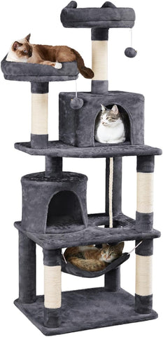 62.5inches Cat Tree Cat Tower Cat Condo with Platform & Hammock