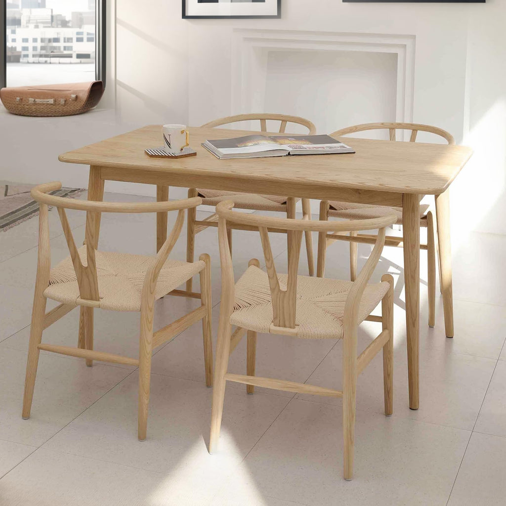 Wishbone Chairs Set of 2, Solid Ash Wood Dining Chairs (Natural)