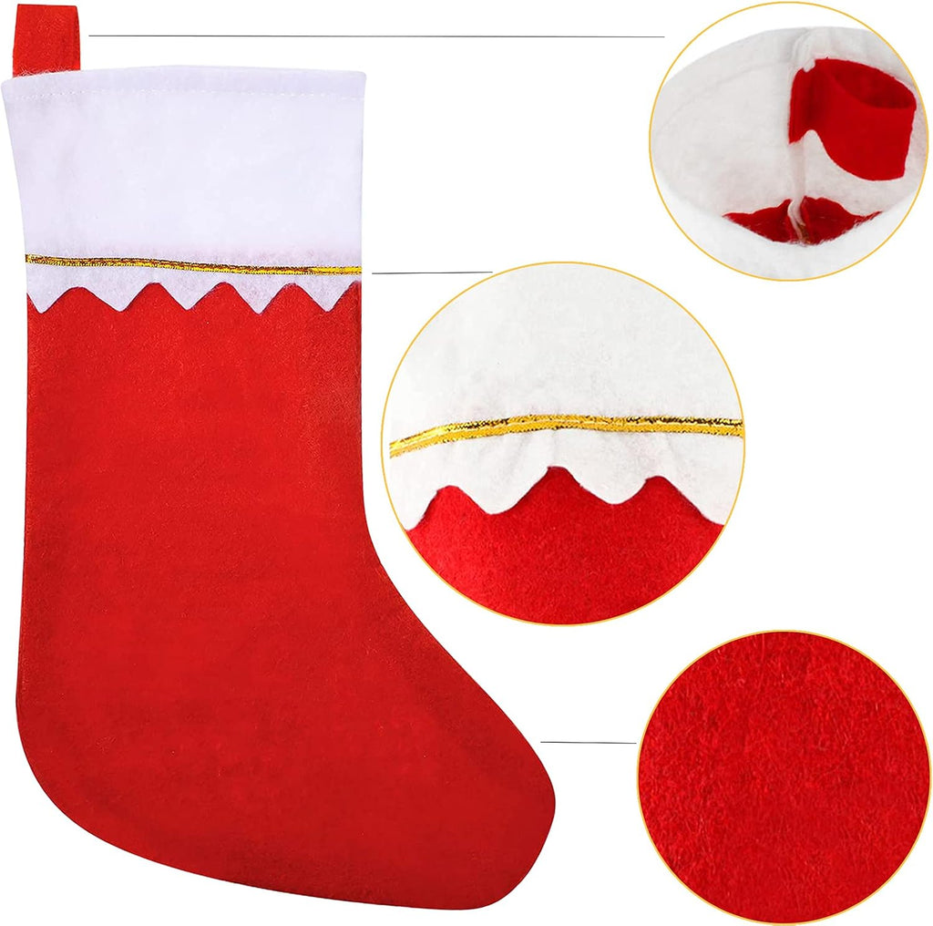 Christmas Stockings Bulk 15 Inches Red Felt Xmas Stockings Holiday Big Santa Stockings for Fireplace Hanging - Set of 24