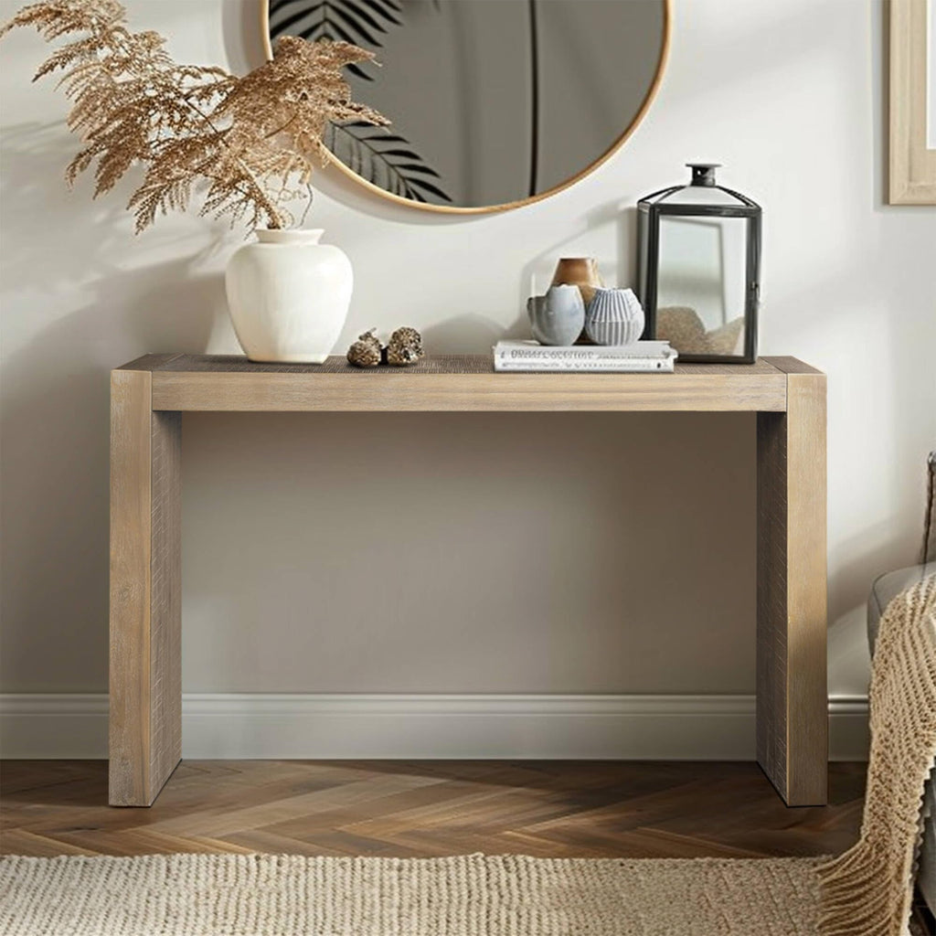 Monterey Console Table, Minimalist Open Design, Solid Wood, Cottage Slim Behind Sofa Table with Woodgrain Finished