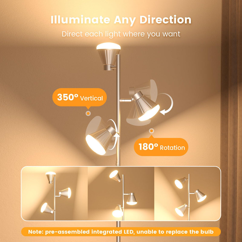 36W LED Tree Floor Lamp with Remote Bedroom