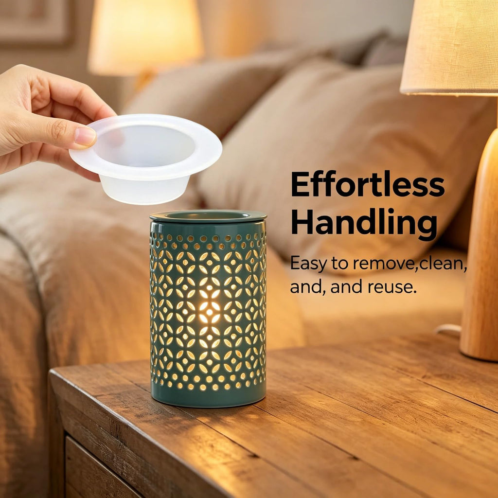 Ceramic Wax Melt Warmer with Timer and 1 pc Silicone Dish Cyan