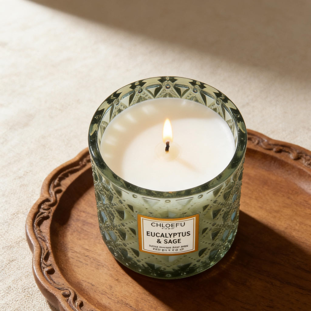 Eucalyptus & Sage Scented Candles Luxury Candle with up to 55 Hour Long Lasting, Highly Scented, 100% Soy Wax, 8.1oz