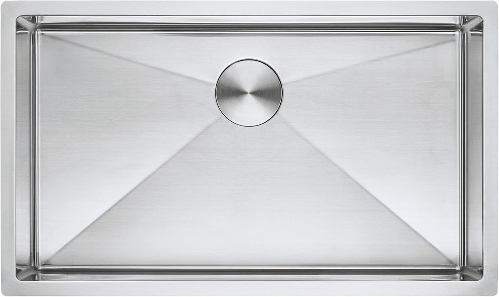 Modena 32-Inch Undermount Kitchen Sink - 32 x 19 x 10 in | 16 Gauge T304 Stainless Steel, Sound Guard, Sloped Bottom