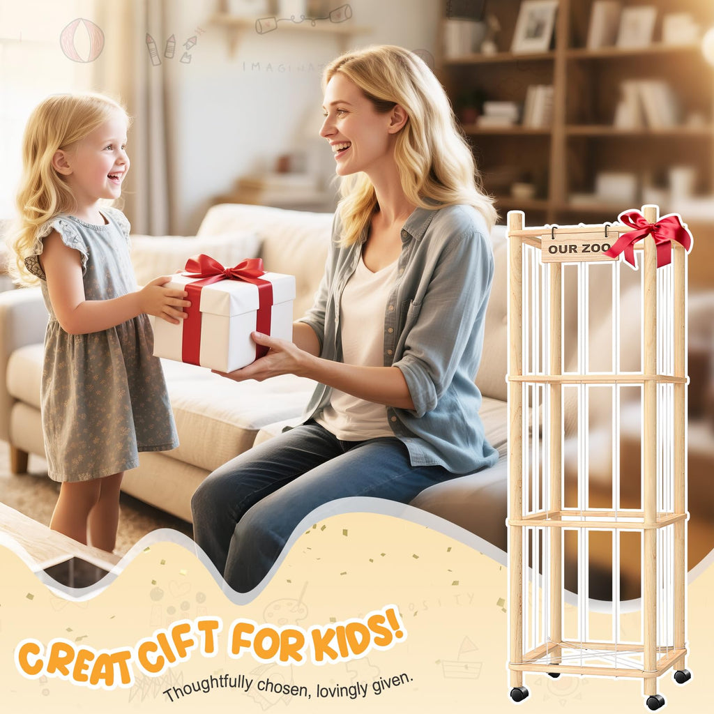 Stuffed Animal Storage Organizer with Wheels, Plush Storage Cage