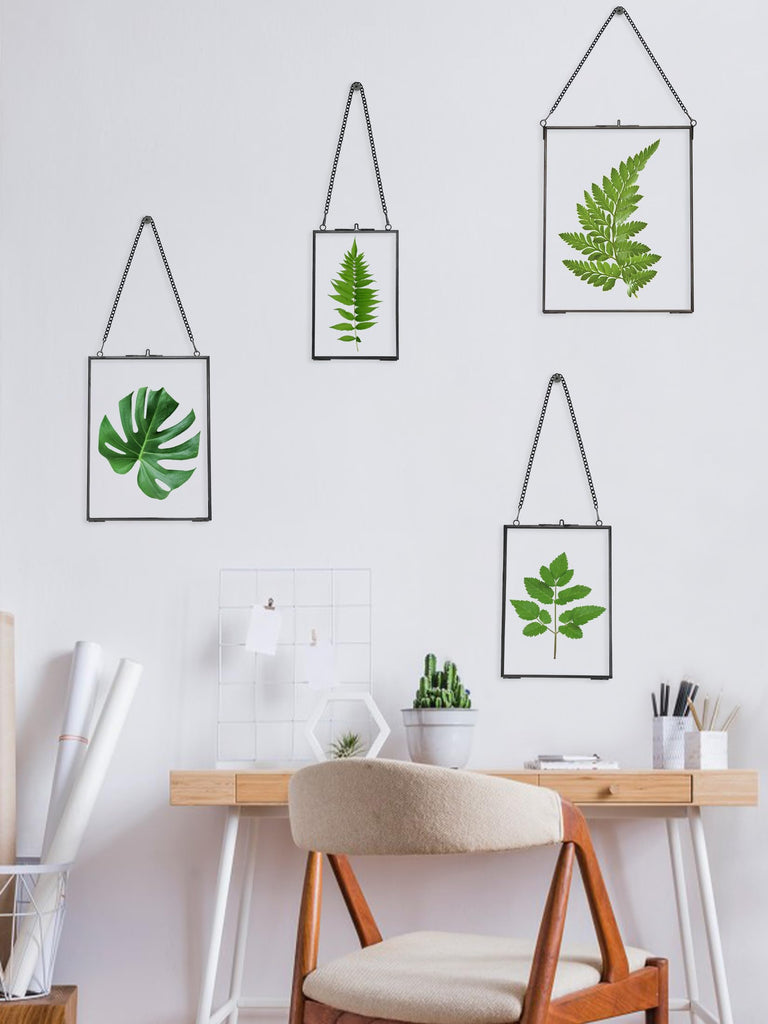 Hanging Pressed Flower Frames, Double Glass, Black, 8x10 Inches