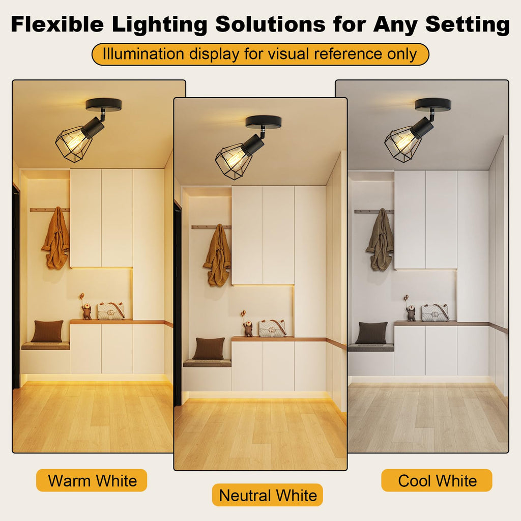 LED Track Lighting Fixture, 1-Light Adjustable Spot Light Black, E26