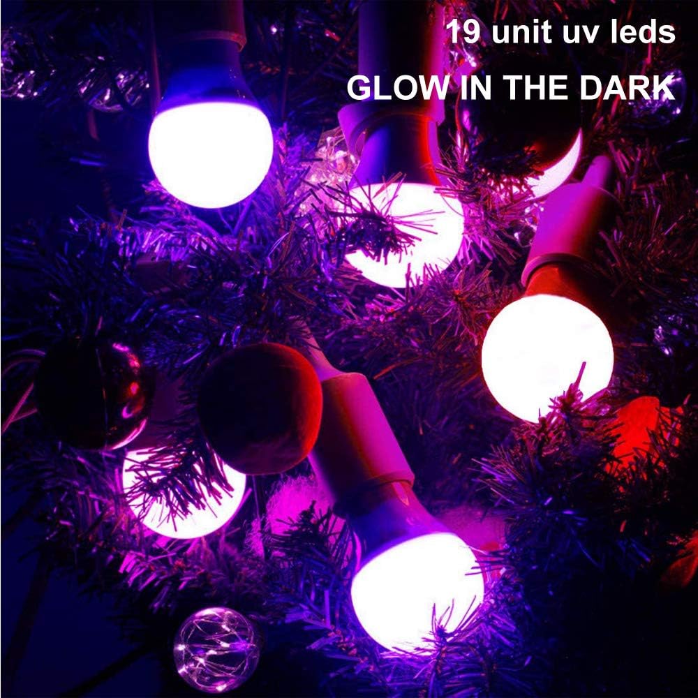 Black Light Bulbs 9W 8 Pack A19 E26 LED Blacklight Bulb 385-400nm UVA Black Lights for Blacklight, Glow in The Dark