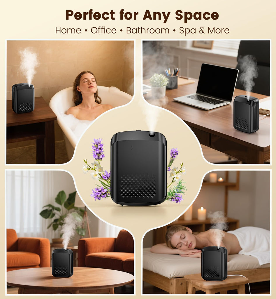 Waterless Essential Oil Diffuser with 2 x Oils, 3000 Sq.Ft Coverage for Large Home Hotel Office, 400ml Cold Air