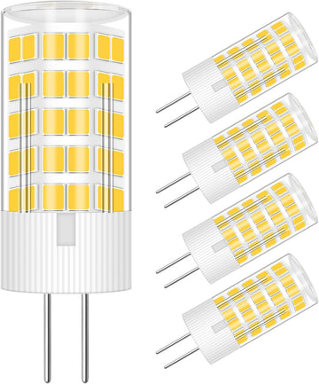 G4 JC T3 Bi-Pin Base LED Bulbs 4W AC/DC12V Warm White 3000K 5-Pack