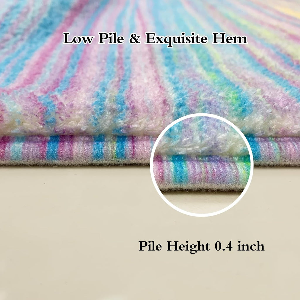 Colorful Rainbow Area Rug 5'x7'(55"x78") Soft Kids Rug Blue Striped Floor Mat Plush Fluffy Washable Carpet Playroom