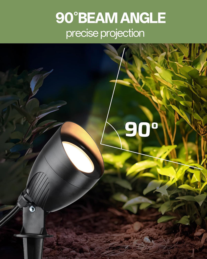 4Pack LED Landscape Spotlight, 120V Warm White Plug in Outdoor Light
