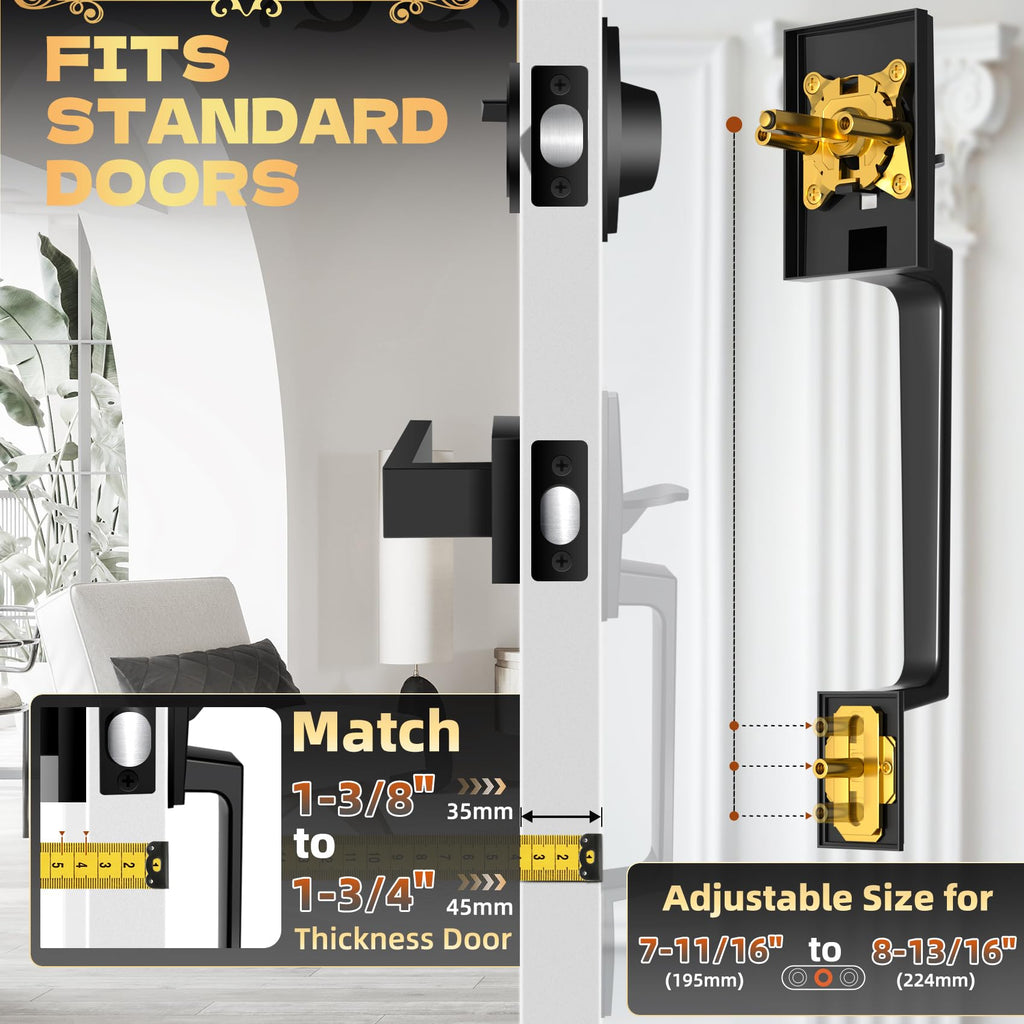 Front Door Handle and Deadbolt Set, Exterior Front Door Lock Set