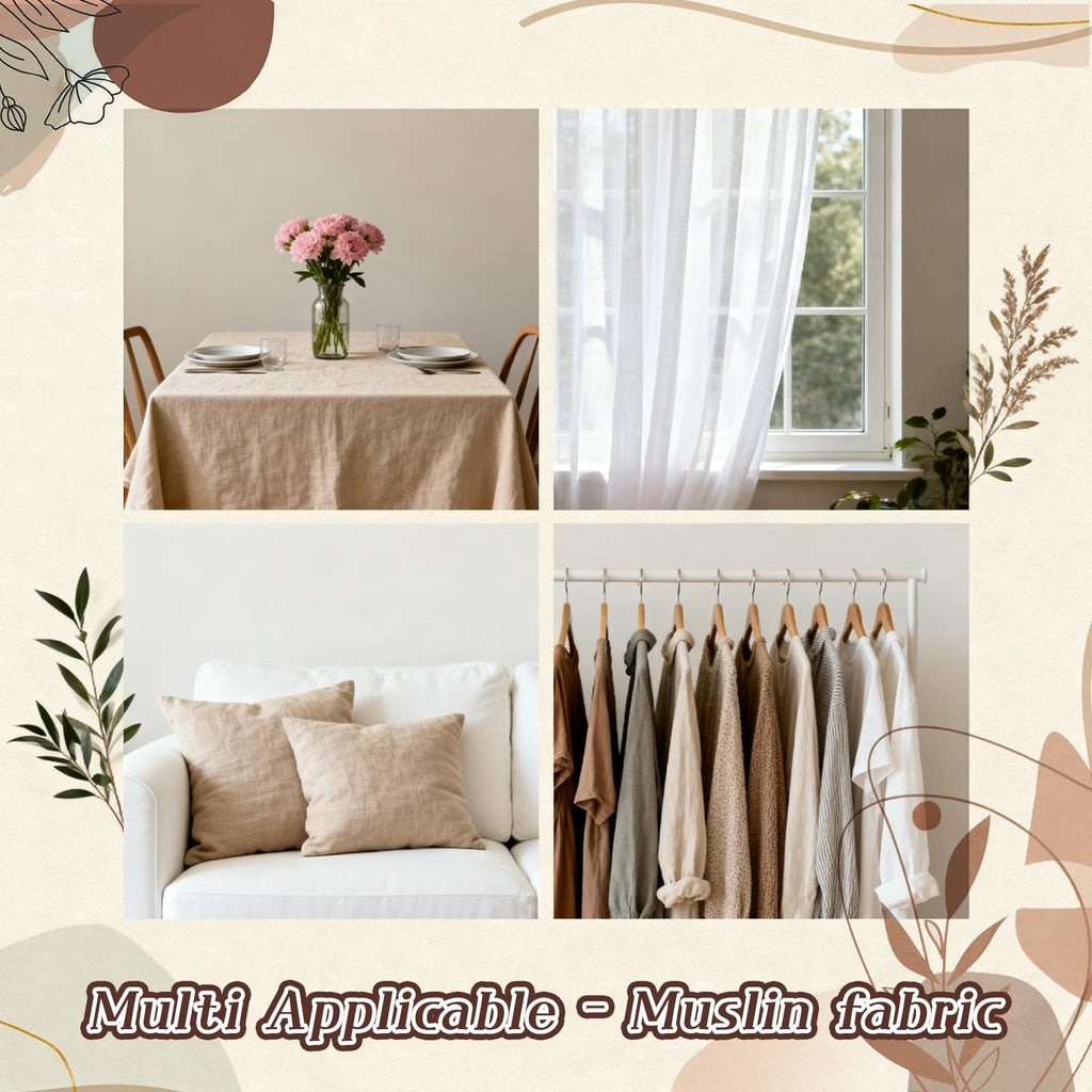 58"Wide 100% Combed Cotton Fabric By The Yard, White Fabric, Soft and Durable, Quilting Material for Sewing and DIY