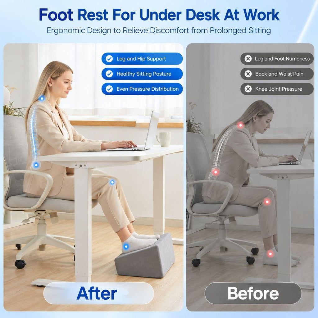 3-Level Adjustable Foot Rest for Under Desk at Work, Grey, 17x11.2x17 Inch