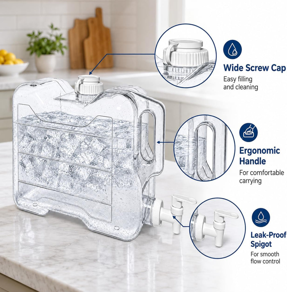 Fridge Water Dispenser with Leak-Proof Spigot, Reusable Refrigerator Drink Dispenser with Handle, Water Jug Beverage